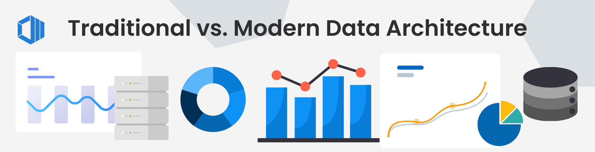 Banner Traditional vs. Modern Data Architecture with different graphics