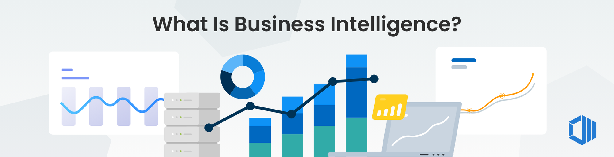 Banner about What is Business Intelligence with graphs