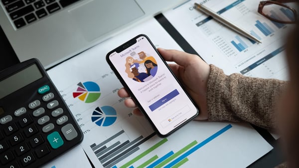 a working from home employee downloading the Microsoft Teams app