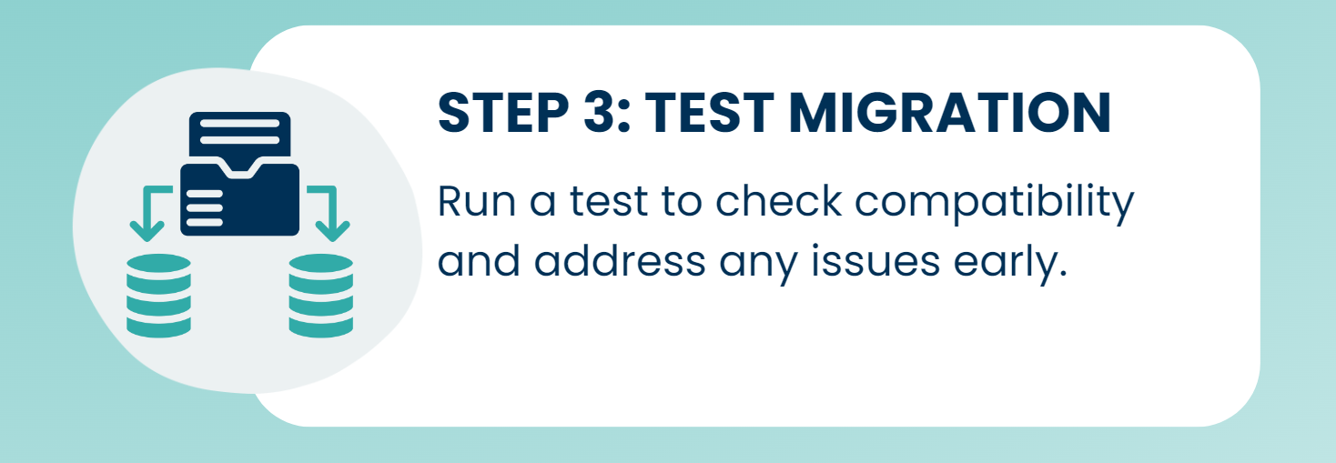 banner of Step 3. Conducting a Test Migration